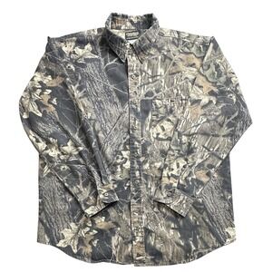 Mossy Oak Break Up Shirt Mens XL Camo Button Front Long Sleeve Outdoor Hunting